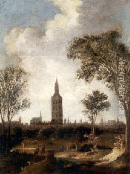 A Landscape With A City In The Distance Oil Painting - Jacob Van Der Croos
