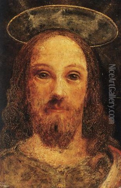 Head Of Christ, (self-portrait Of The Artist?) Oil Painting - Samuel Palmer