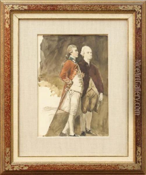Study Of Two Gentlemen Oil Painting - Frederick Goodall