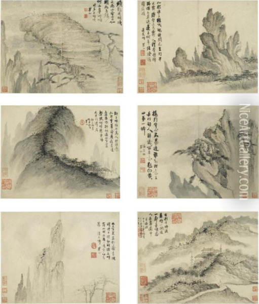 Ten Scenic Spots On Mount Huangshan Oil Painting - Mei Qing