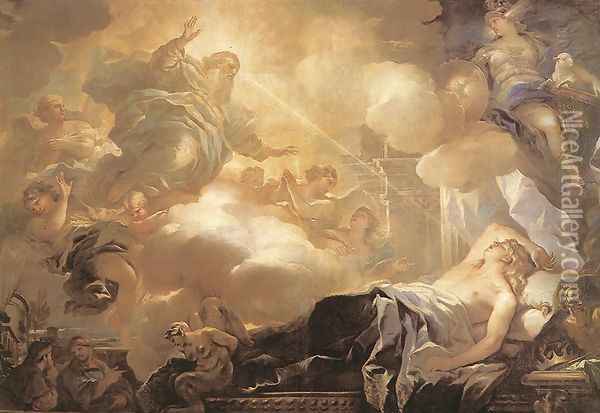 Dream of Solomon c. 1693 Oil Painting - Luca Giordano
