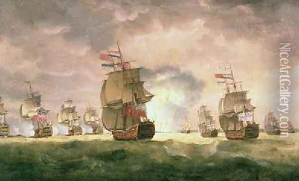 Admiral Sir George Rodney defeats a Spanish Squadron off the coast of Cape St Vincent 16th January 1780 Oil Painting - Thomas Luny