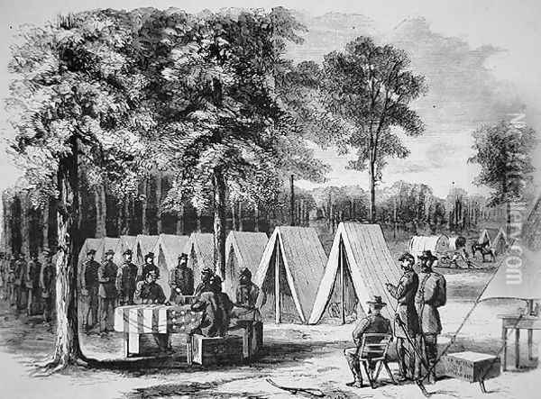 Pennsylvania soldiers voting at the Army of the James headquarters in September 1864, from Harpers Weekly, 29th October 1864 Oil Painting - Alfred R. Waud