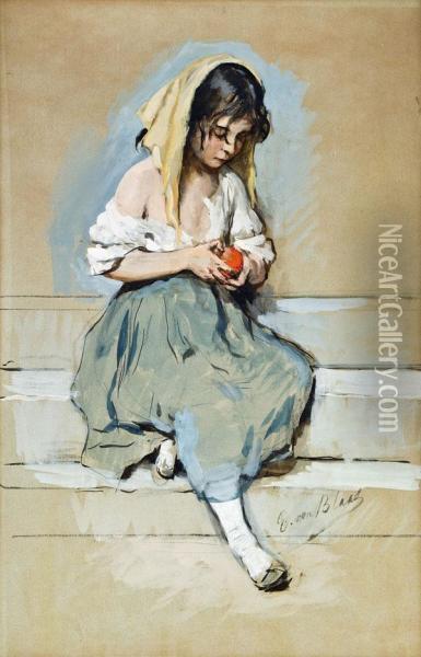 Madchen Mit Frucht Oil Painting - Eugene de Blaas