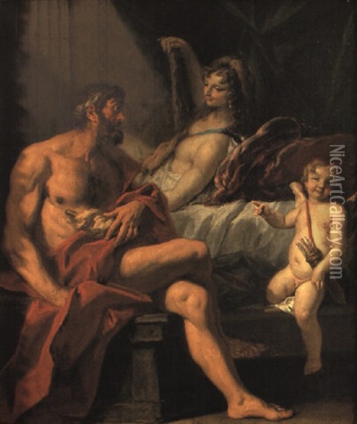 Ercole, Onfale E Cupido Oil Painting - Sebastiano Ricci