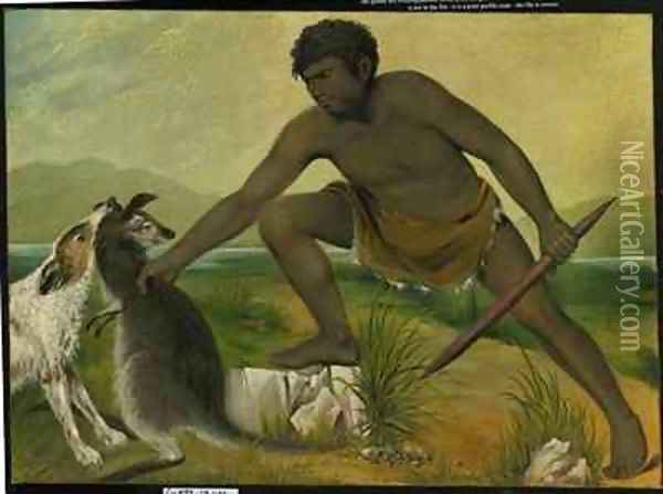 Native taking a kangaroo Oil Painting - Benjamin Duterrau