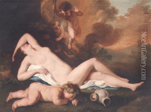 Venus And The Infant Bacchus Oil Painting - Nicolas Poussin