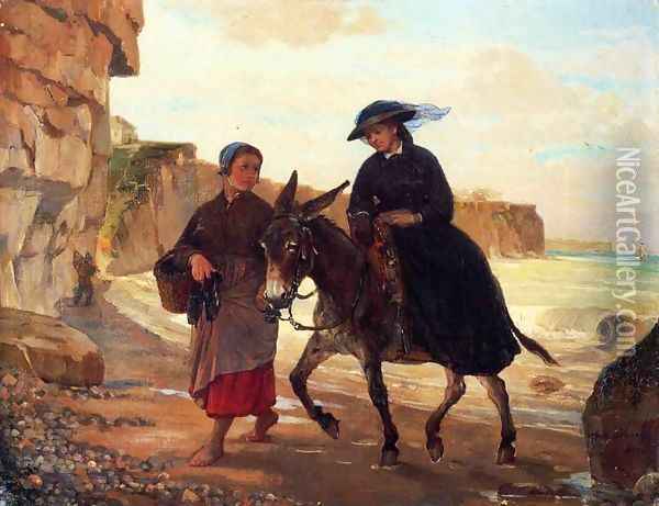 The Tourist and the Fisherwoman Oil Painting - Henry Bacon