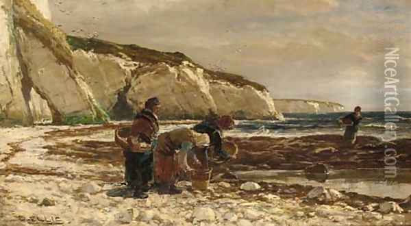 Mussel gatherers Oil Painting - Edwin Ellis