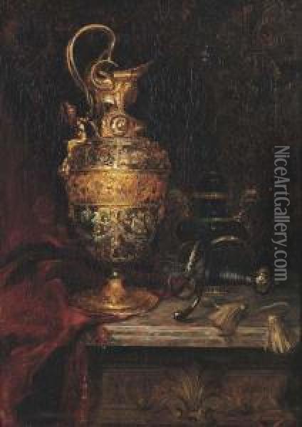 Still Life With Urn Oil Painting - Giuseppe Antonio A. Visconti