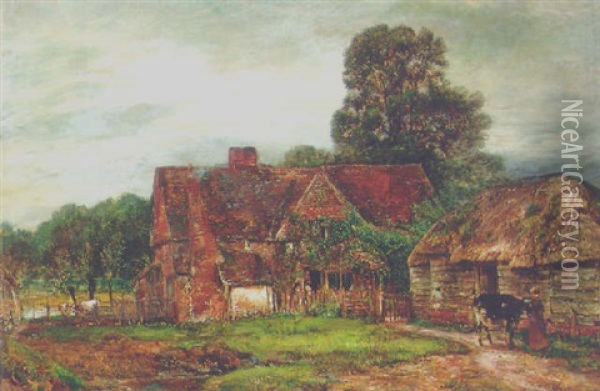 Berkshire Farm Building Of The Olden Times Oil Painting - Henry Mark Anthony