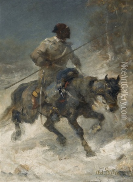 Reiter Im Schnee Oil Painting - Adolf Schreyer