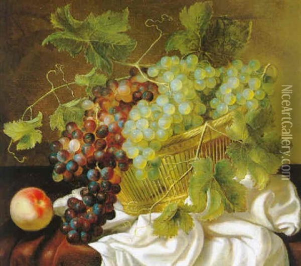 Stilleben Von Weintrauben Und Einem Pfirsich Oil Painting - Gillis Gillisz. de Berch