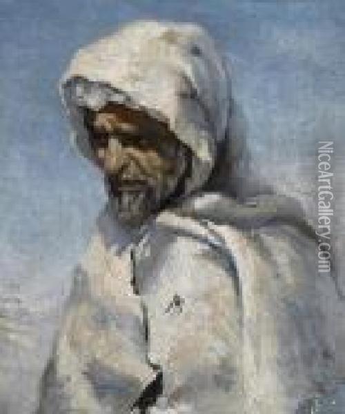 Portrait Of A Bedouin. Oil Painting - Frank Buchser