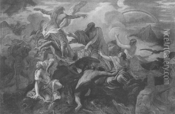 Scene Mythologique, Le Combat De Jupiter Et Saturne Oil Painting - Gabriel Francois Doyen