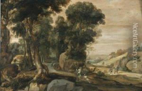 Paysage Avec Le Bon Samaritain Oil Painting - Pieter Van Hulst Ii