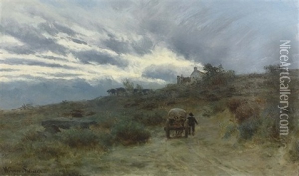 Landschaft Mit Stimmungsvoller Wolkenformation Oil Painting - Werner Wilhelm Gustav Schuch