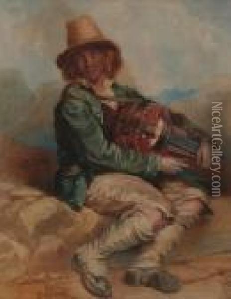 Boy With An Instrument Oil Painting - Harry Herman Roseland
