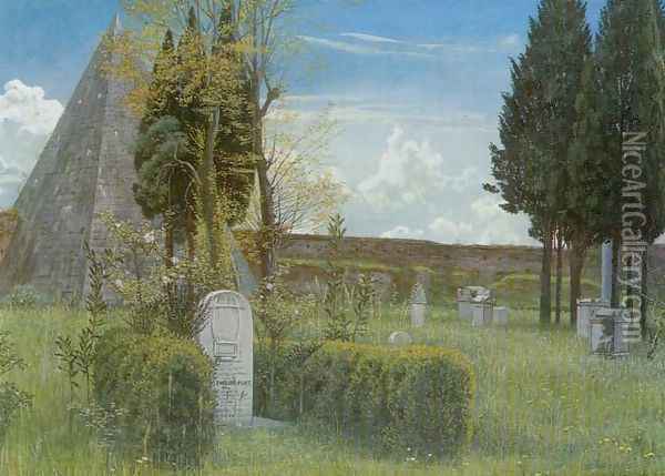 Shelley's Tomb in the Protestant Cemetery in Rome Oil Painting - Walter Crane