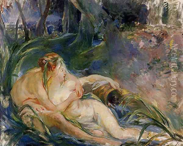 Two Nymphs Embracing Oil Painting - Berthe Morisot
