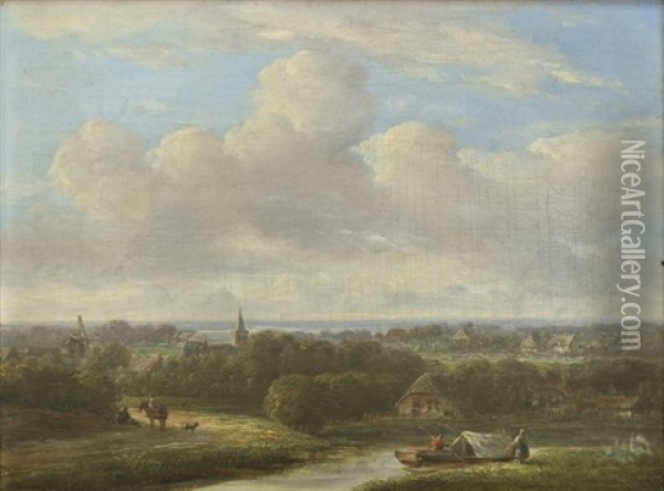 View Of Dutch Countryside Oil Painting - Jan Van Ravenswaay