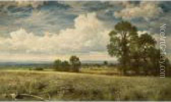 A Summer's Day Oil Painting - Benjamin Williams Leader