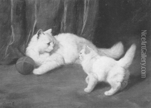 Spielende Katzchen Oil Painting - Arthur Heyer