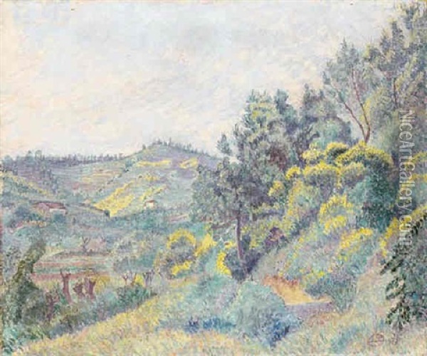 La Combe St Hermentaire (genets), Contignac Oil Painting - Lucien Pissarro