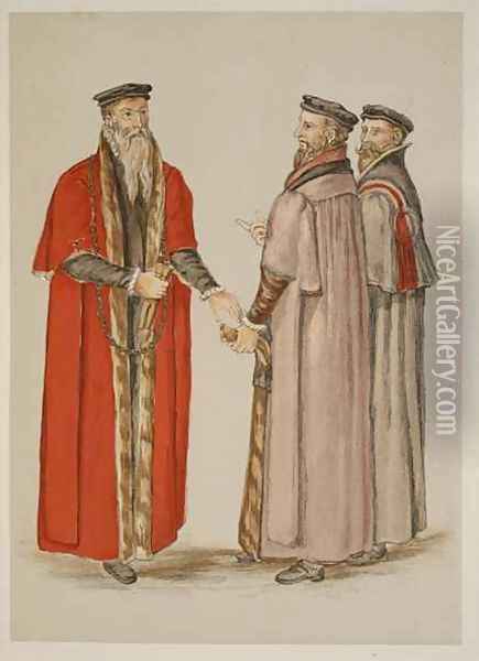 Lord Mayor Aldermen and liveryman from a description of England written during Elizabeth Is reign Oil Painting - Lucas de Heere