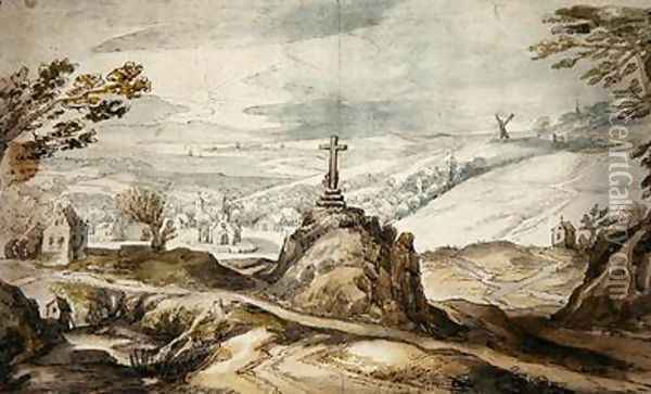 Mountainous Landscape with a Cross Oil Painting - Josse de Momper