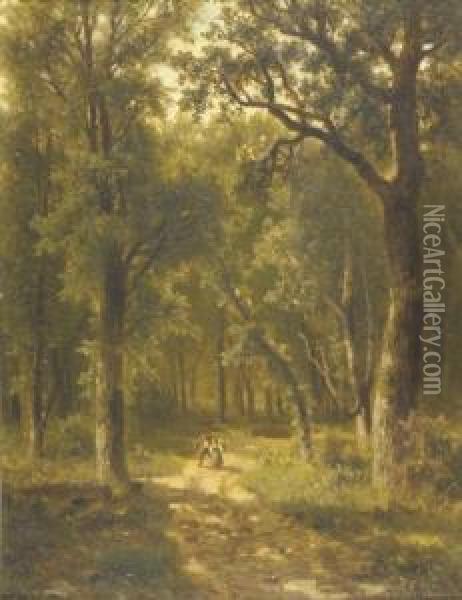 Bauernpaar Im Wald Oil Painting - Adolf Chwala