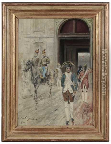 Naploleon In 1804 As Cadet In The Miltary School, Paris Oil Painting - Jean Andre Castaigne