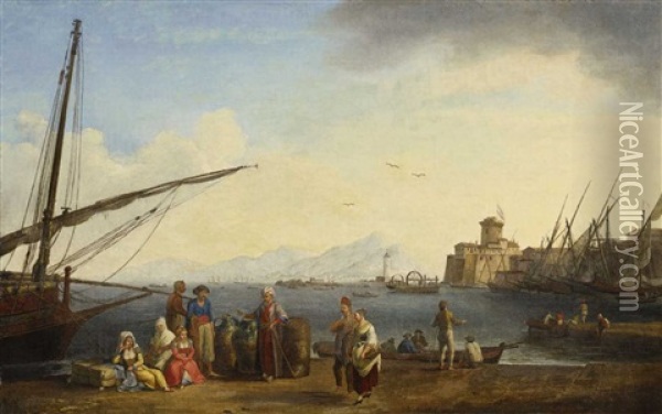 The Port Of Livorno Oil Painting - Jacob Philipp Hackert