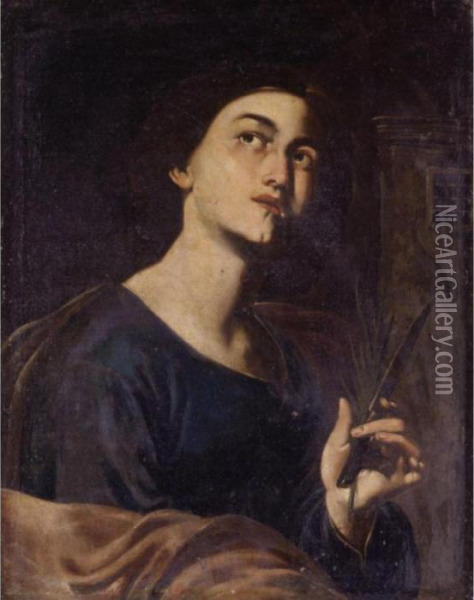 A Female Saint Oil Painting - Bernardo Cavallino