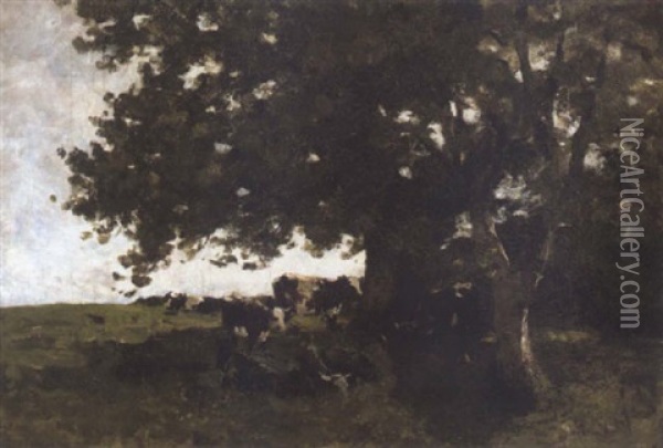 Cows Sheltering Under A Tree Oil Painting - Nathaniel Hone the Younger