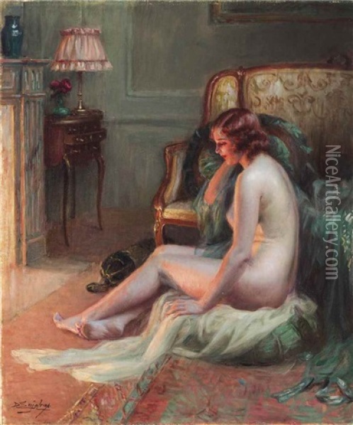 The Glow Of The Fire Oil Painting - Delphin Enjolras