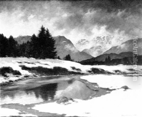 Winter Im Allgau Oil Painting - Adolf Kapfhammer