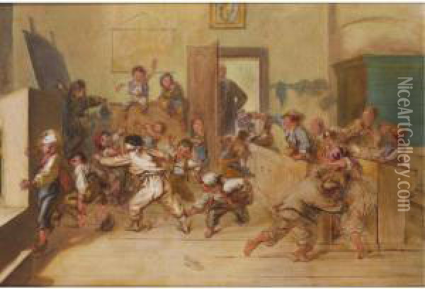 Mischief In The Class Room Oil Painting - Ferdinand Malitsch