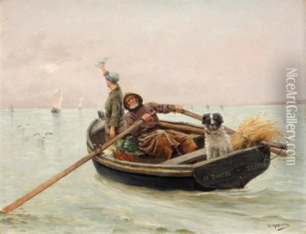 En Barque Oil Painting - Georges Jean Marie Haquette