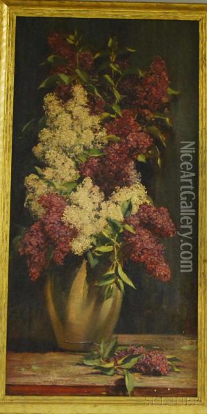 Lilacs In A Vase Oil Painting - Frederick Mortimer Lamb