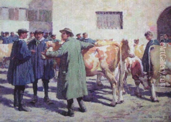 Viehmarkt Oil Painting - Erich Feyerabend