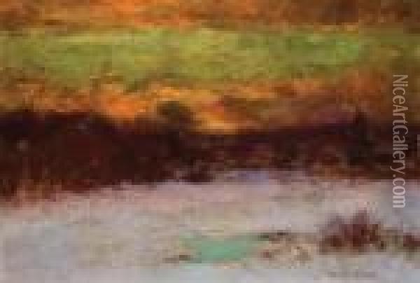 Sunset Over A Marsh Oil Painting - Bruce Crane