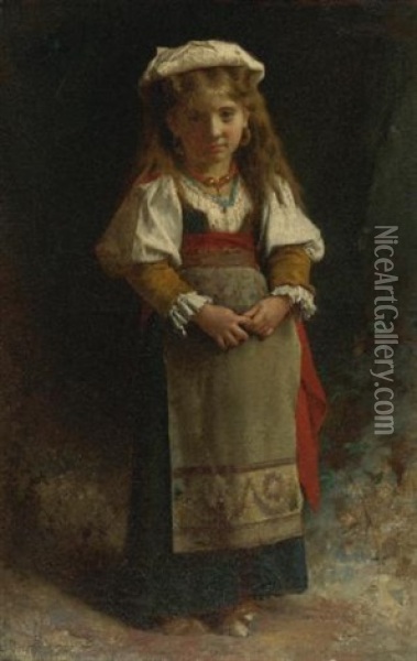 Portrait Of A Young Girl Oil Painting - Leon Jean Basile Perrault
