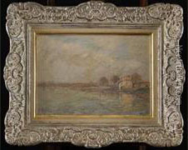 Maisons Au Bord De L'eau Oil Painting - Gustave Maincent