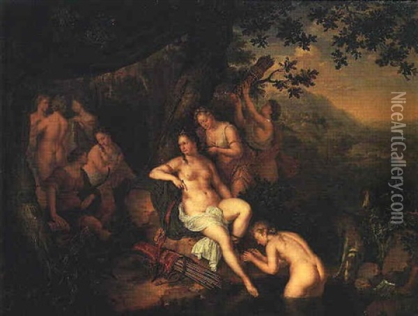 Le Repos De Diane Et De Ses Nymphes Oil Painting - Willem van Mieris