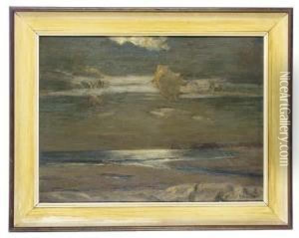 Night On The Coast Oil Painting - Julius Olsson