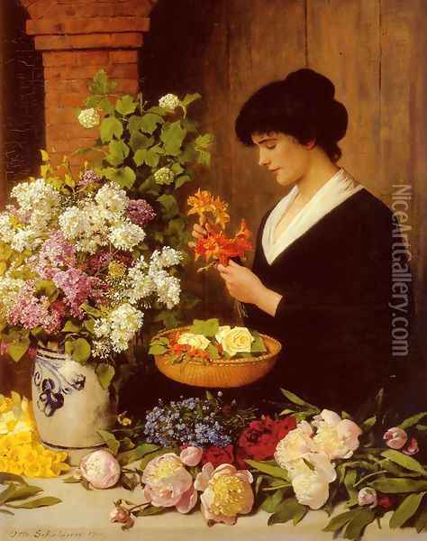 The Flower Arrangement Oil Painting - Otto Scholderer