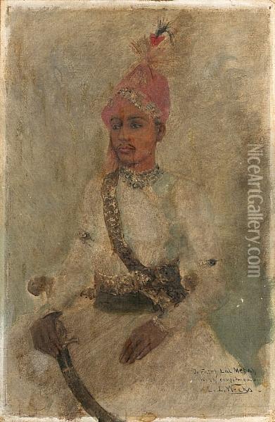 Portrait Of Sir Sayajir Rao, The 11th Maharaja Gaekwar Of Baroda, 1863-1839 Oil Painting - Edwin Lord Weeks