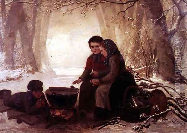 A Cold Winters Day Oil Painting - Henri van Seben