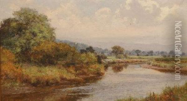 Welsh River Oil Painting - Josiah Clinton Jones